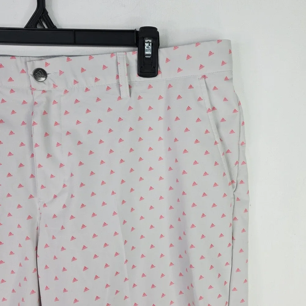 Adidas 365 Mens Golf Shorts Size 38 Gray Pink All Over Logo Print 9